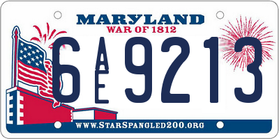 MD license plate 6AE9213