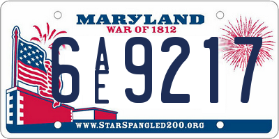 MD license plate 6AE9217