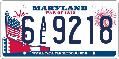 MD license plate 6AE9218