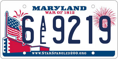 MD license plate 6AE9219