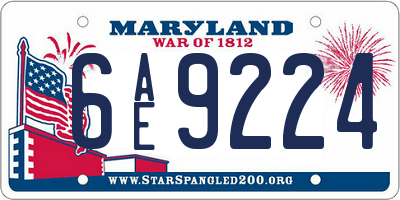 MD license plate 6AE9224