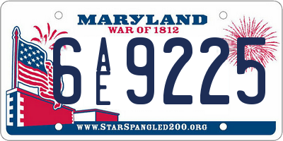 MD license plate 6AE9225