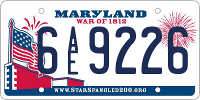 MD license plate 6AE9226