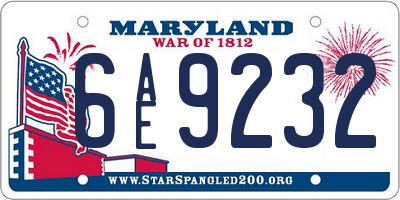 MD license plate 6AE9232