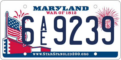 MD license plate 6AE9239