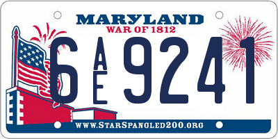 MD license plate 6AE9241