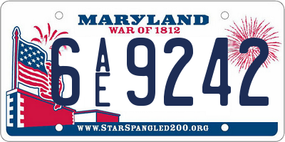 MD license plate 6AE9242