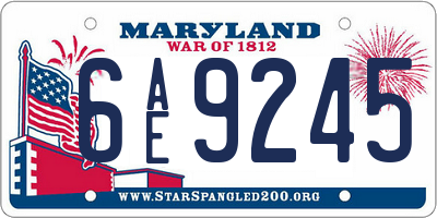 MD license plate 6AE9245