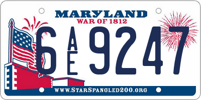 MD license plate 6AE9247