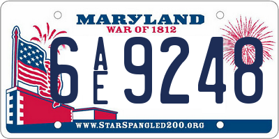 MD license plate 6AE9248