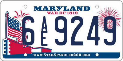 MD license plate 6AE9249