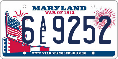 MD license plate 6AE9252