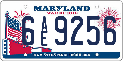 MD license plate 6AE9256