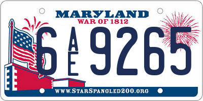 MD license plate 6AE9265