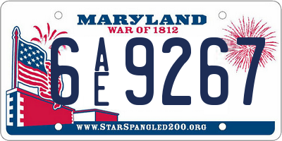 MD license plate 6AE9267