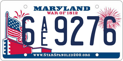 MD license plate 6AE9276