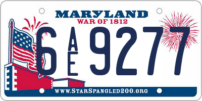 MD license plate 6AE9277