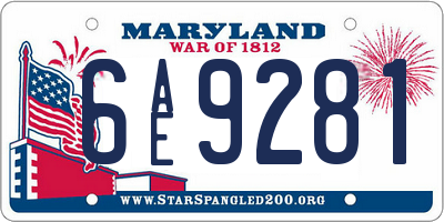 MD license plate 6AE9281