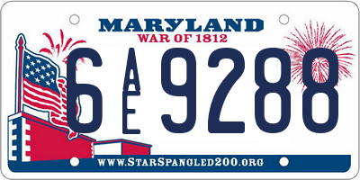 MD license plate 6AE9288