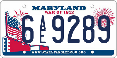 MD license plate 6AE9289