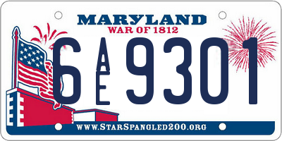 MD license plate 6AE9301
