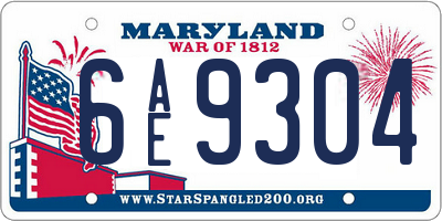 MD license plate 6AE9304