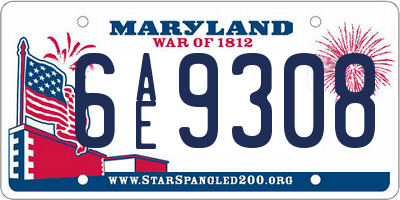 MD license plate 6AE9308