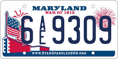 MD license plate 6AE9309