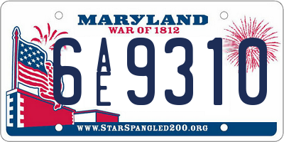 MD license plate 6AE9310
