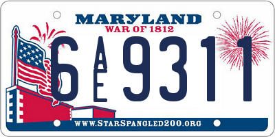 MD license plate 6AE9311