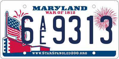MD license plate 6AE9313