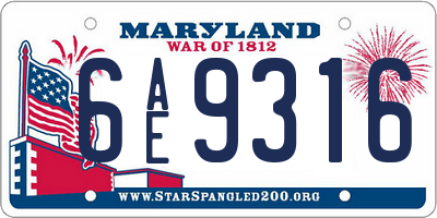 MD license plate 6AE9316