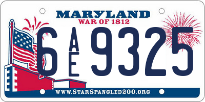 MD license plate 6AE9325
