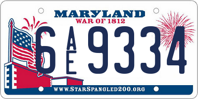 MD license plate 6AE9334