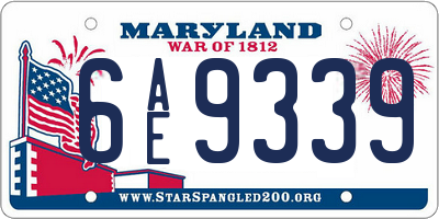 MD license plate 6AE9339