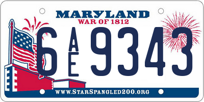 MD license plate 6AE9343