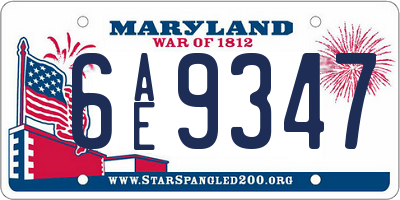MD license plate 6AE9347