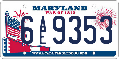 MD license plate 6AE9353