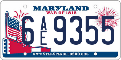 MD license plate 6AE9355