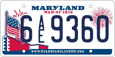 MD license plate 6AE9360