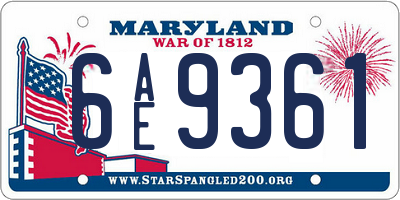 MD license plate 6AE9361