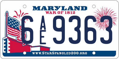 MD license plate 6AE9363