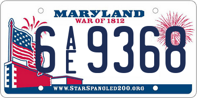 MD license plate 6AE9368