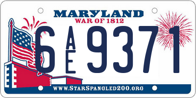 MD license plate 6AE9371