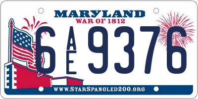 MD license plate 6AE9376