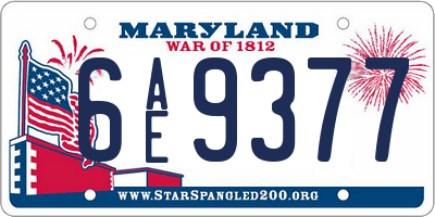 MD license plate 6AE9377