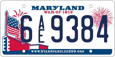 MD license plate 6AE9384
