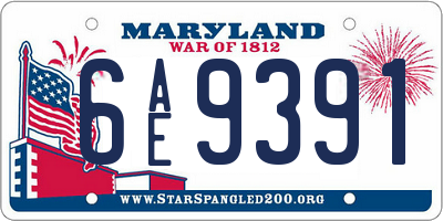 MD license plate 6AE9391