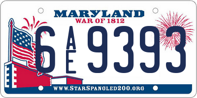 MD license plate 6AE9393