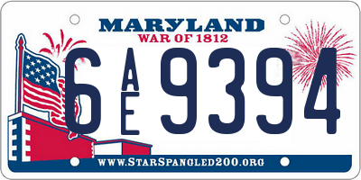 MD license plate 6AE9394